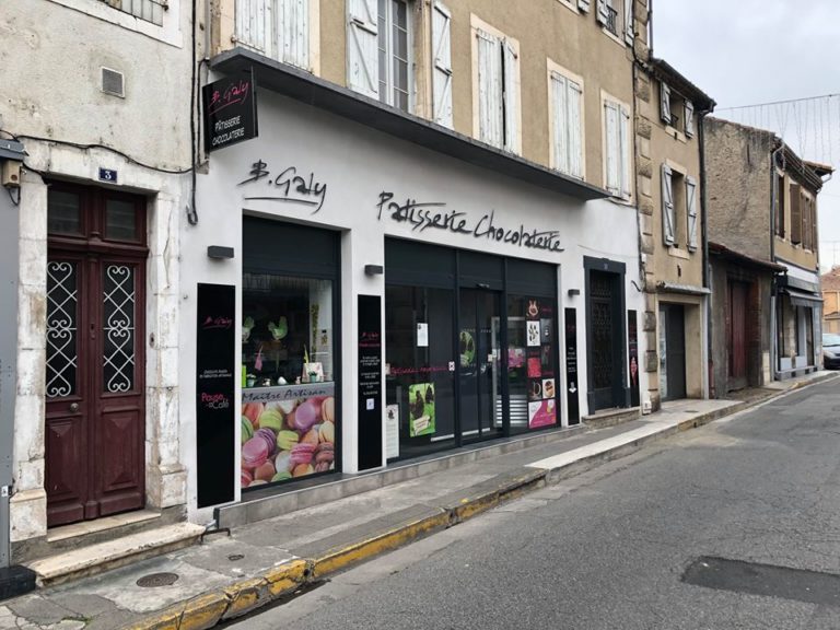 Enseigne Drapeau Alu – Pâtisserie B. Galy (Cazères)