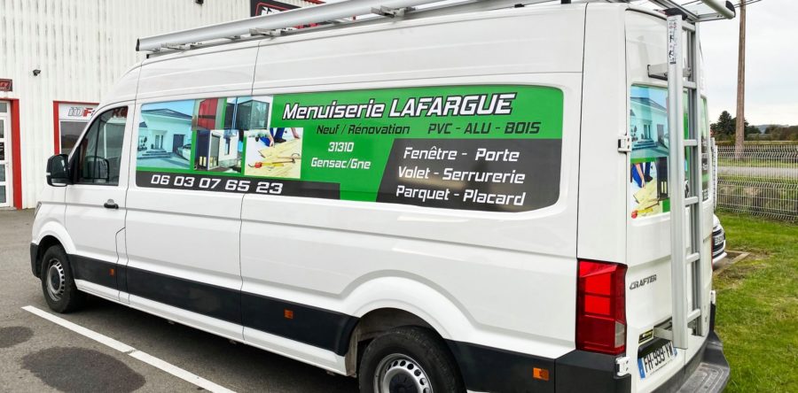 Marquage Pub Camion VW – Entreprise Menuiserie LAFARGUE
