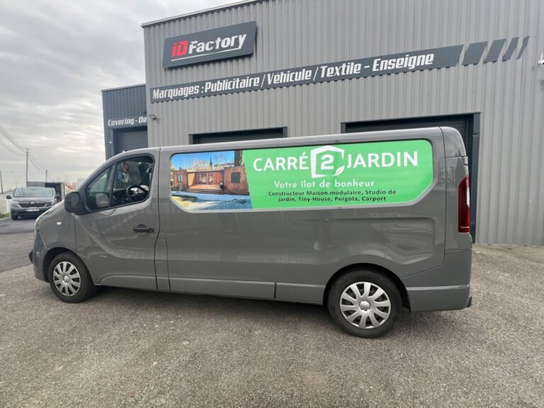 Marquage publicitaire véhicule utilitaire – Renault Trafic société Carré 2 Jardin
