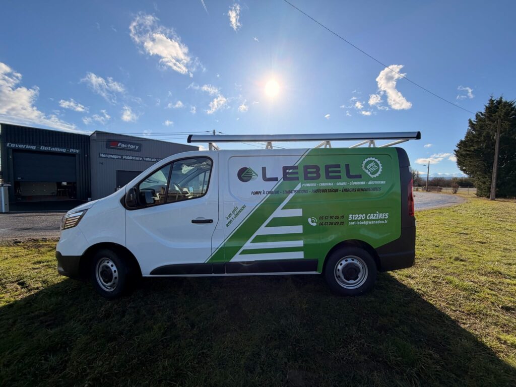 Marquage publicitaire & cohérence de flotte société LEBEL – une image professionnelle renforcée